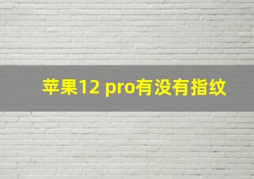 苹果12 pro有没有指纹